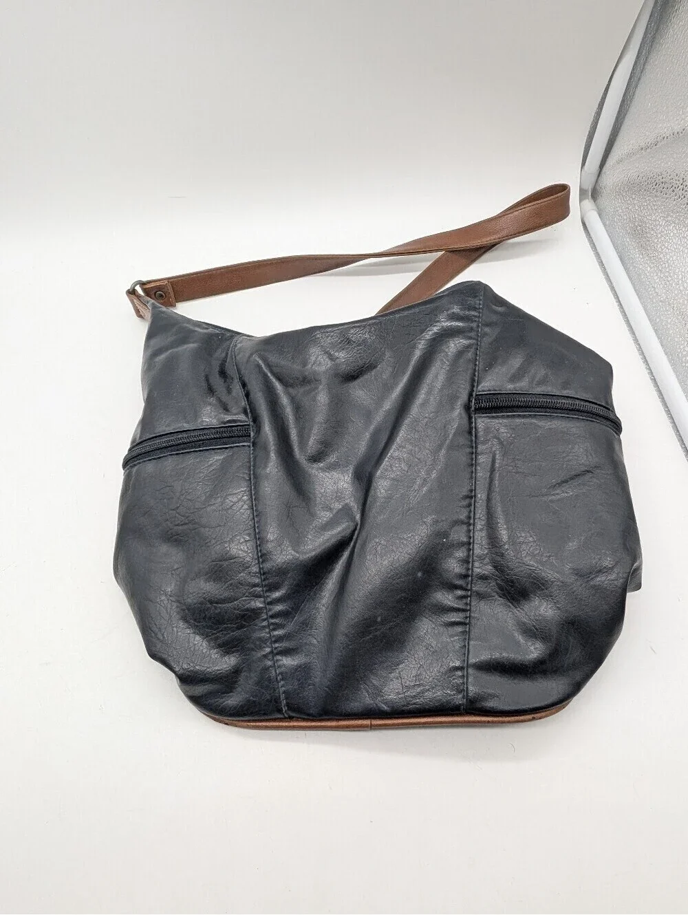 Vintage Michael Stevens International Navy Hobo Shoulder Bag